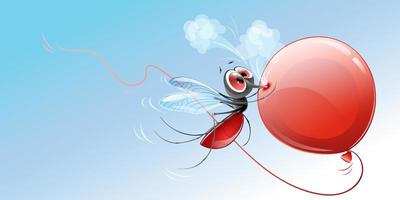 moustique sur ballon rouge vecteur