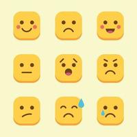 ensemble d'emojis carrés jaunes, ensemble d'émoticônes jaunes, emojis carrés vecteur