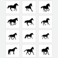jeu de chevaux isolé sur des vecteurs noirs vecteur