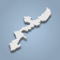 La carte isométrique 3d d'okinawa est une île au japon vecteur