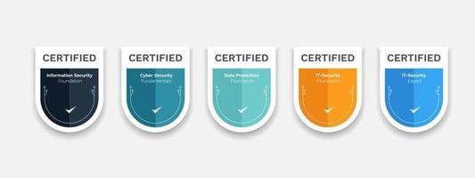 modèle de conception de badge de certification. création de logo de bouclier certifié illustration vectorielle. vecteur