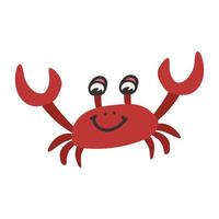 joli crabe crustacé rouge vecteur
