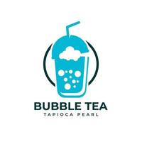 création de logo de thé à bulles vecteur