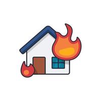 icône mince colorée de collection de maison en feu, illustration vectorielle de concept d'entreprise d'assurance. vecteur