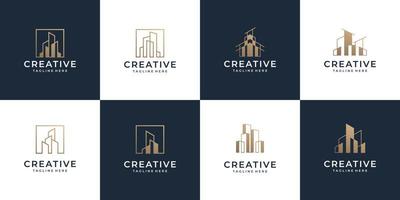 ensemble de collection d'entreprise de logo d'architecture d'or vecteur