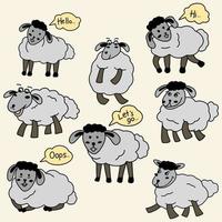 un ensemble d'illustrations de moutons mignons vecteur