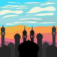 illustration pour la silhouette de la mosquée vecteur