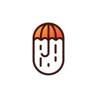 logo parapluie, minimaliste simple avec vecteur de couleur orange