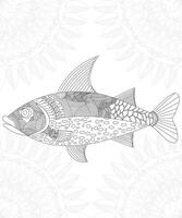 coloriages de poissons pour adultes vecteur