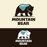 modèle de conception de logo de montagne silhouette ours vecteur