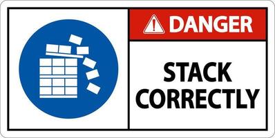 pile de danger signe correctement sur fond blanc vecteur