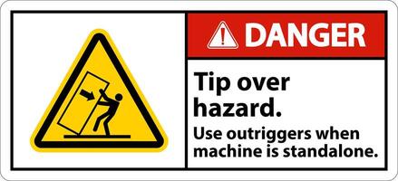 Danger de basculement sur l'étiquette de stabilisateurs de danger d'utilisation sur fond blanc vecteur