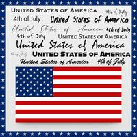 drapeau américain. le jour de l'indépendance. le quatre juillet. typographie. vecteur