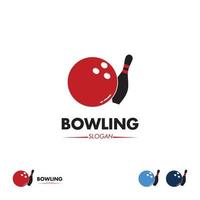 création de logo de bowling sur fond isolé, concept de conception de logo de boule de bowling moderne, élément graphique vecteur