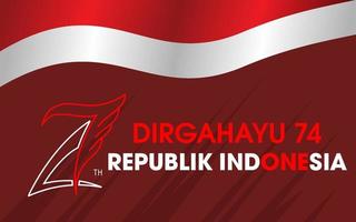 dirgahayu indonésie 74e joyeux jour de l'indépendance, drapeau rouge et blanc. vecteur