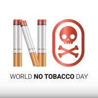 image vectorielle de cigarette et de crâne, journée mondiale sans tabac, non-fumeur. vecteur