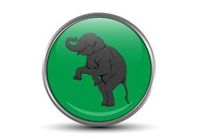 éléphant asie debout, dans le logo du cercle vert, illustration vectorielle de conception graphique isolée sur fond blanc vecteur
