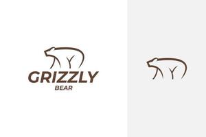 création de logo vectoriel grizzli dans les grandes lignes, style d'art en ligne