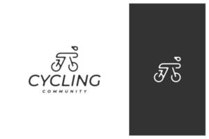 création de logo vectoriel vélo hipster dans les grandes lignes, style d'art en ligne