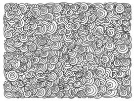 page de coloriage méditative abstraite avec des motifs ornés de spirales et de motifs rayés vecteur