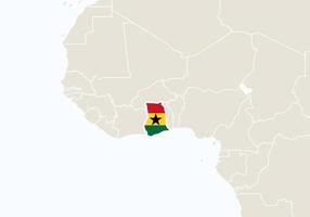 afrique avec carte du ghana en surbrillance. vecteur