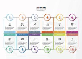 infographie de forme carrée avec 12 étapes, processus ou options, diagramme de processus, utilisé pour le diagramme de processus, les présentations, la mise en page du flux de travail, l'organigramme, l'infographie. illustration vectorielle eps10. vecteur