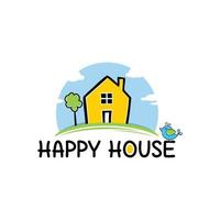 le logo de la maison est satisfait du concept d'éducation et d'enfants vecteur