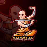 conception de mascotte de logo shaolin esport vecteur