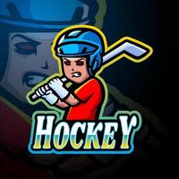 création de mascotte logo esport joueur de hockey vecteur