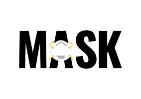 mot de masque avec masque médical sur fond blanc vecteur