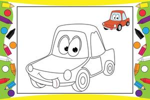 coloriage dessin animé mignon de voiture pour les enfants vecteur