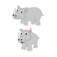 illustration de vecteur simple dessin animé mignon rhinocéros