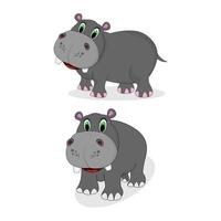 illustration de vecteur simple dessin animé mignon hippopotame