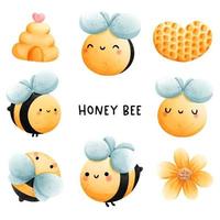 illustration vectorielle aquarelle abeille à miel vecteur