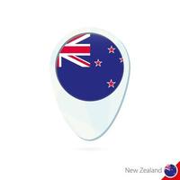 icône de broche de carte de localisation du drapeau néo-zélandais sur fond blanc. vecteur