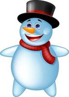 bonhomme de neige dessin animé heureux vecteur