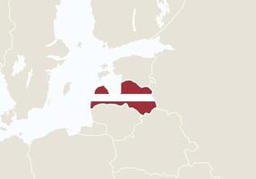 europe avec carte de la lettonie en surbrillance. vecteur