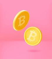 pièces d'or bitcoins tombant. Notion de vecteur 3d