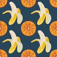 motif banane et orange mignon vecteur