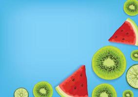 conception d'art coloré de vecteur de fond de fruits et légumes frais