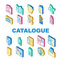 collection de catalogues et de livrets icons set vector