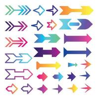 flèches colorées définir des icônes. les flèches artistiques définissent des icônes. ensemble de flèches colorées. icônes de flèches colorées vecteur