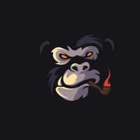 logo de mascotte de singe fumant vecteur