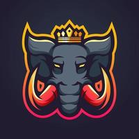 vecteur de conception de logo de mascotte roi éléphant avec style de concept d'illustration moderne pour le sport et les jeux