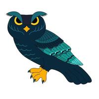 hibou bleu abstrait pour la conception de la décoration, oiseau sauvage. icône isolé. illustration vectorielle de dessin animé couleur vecteur