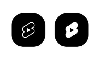 short, vecteur d'icône vidéo courte sur le bouton carré