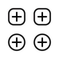 ajouter un vecteur d'icône de bouton d'éléments de médias sociaux. croix, symbole du signe plus dans le style de ligne