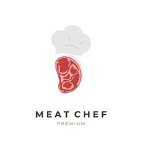 logo d'illustration abstraite de viande avec toque vecteur