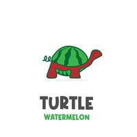 tortue pastèque icône illustration logo vecteur