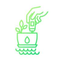 icône de vecteur linéaire de gradient de mesure de la température de l'eau. utiliser de l'eau à température ambiante. arrosant les plantes. thermomètre. symbole de couleur de ligne mince. pictogramme de style moderne. dessin de contour isolé de vecteur